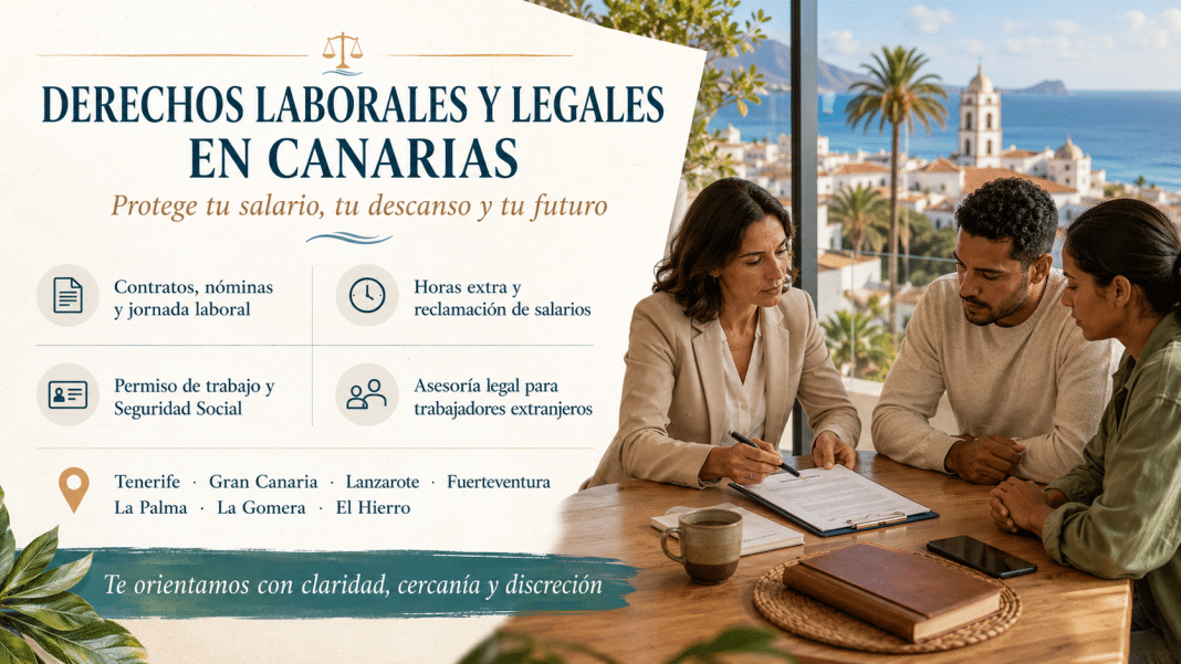 Trabajar en Canarias puede ser una oportunidad para empezar de nuevo, pero también una etapa llena de dudas. En Tenerife, Gran Canaria, Lanzarote, Fuerteventura, La Palma, La Gomera y El Hierro, muchas personas extranjeras sostienen hoteles, restaurantes, bares, limpieza, cocina, apartamentos turísticos, construcción, agricultura, plataneras, reparto, transporte, comercio, mantenimiento, servicio doméstico y cuidado de mayores. Conocer los derechos laborales para inmigrantes en Canarias no es una cuestión fría de papeles. Es una forma de proteger el salario, el descanso, la salud y el futuro en España. En Las Palmas de Gran Canaria, Santa Cruz de Tenerife, La Laguna, Arrecife, Puerto del Rosario, Adeje, Maspalomas o Los Cristianos, el trabajo cambia mucho según la temporada. A veces se acepta un empleo por necesidad, sin revisar bien el contrato. Otras veces se cobran horas en mano, se trabaja más de lo que aparece en la nómina o no se sabe si la empresa cotiza correctamente. Ante estas situaciones, los derechos legales de extranjeros en Tenerife y la ayuda legal para inmigrantes en Gran Canaria pueden marcar la diferencia entre aguantar en silencio o buscar una solución segura.